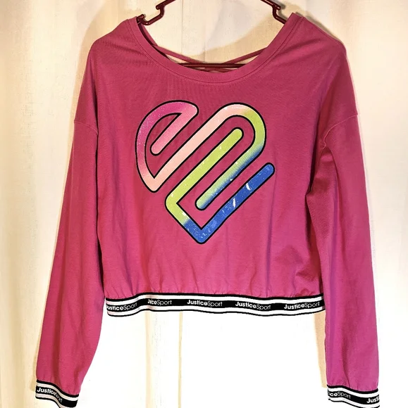 Justice | Shirts & Tops | 22 Justice Sport Xl 618 Heart Top | Poshmark